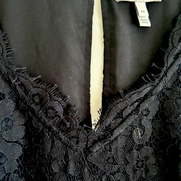 Joie Lebanon Black V-Neck Eyelash Sleeveless Womens Cocktail Lace Dress Size M - Picture 11 of 15